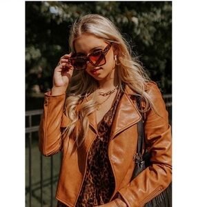 Justine Collection Leather Brown Jacket Size 48 / L